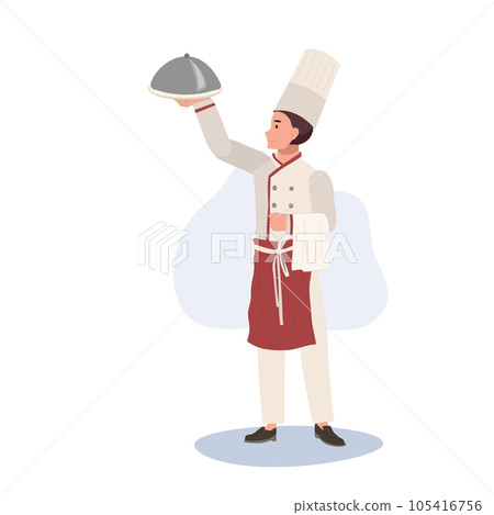 Culinary Professional concept. Chef Serving Delicious Gourmet Food. Flat vector cartoon illustration Culinary Professional concept. Chef Serving Delicious Gourmet Food. Flat vector cartoon illustration 105416756