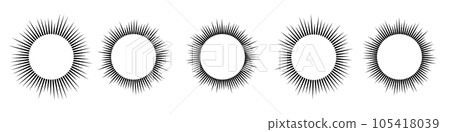 Sonic Circle Icons Collection. Graphic patterns music waves and radio sound lines. Visuals in a round, spiral form. Flat vector illustrations isolated on white background. Sonic Circle Icons Collection. Graphic patterns music waves and radio sound lines. Visuals in a round, spiral form. Flat vector illustrations isolated on white background. 105418039