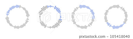 Sound Wave Collection. Play rhythm with audio bars, voice messages, and radio icons. A symphony of music in vector form. Flat illustrations isolated on white background. 105418040