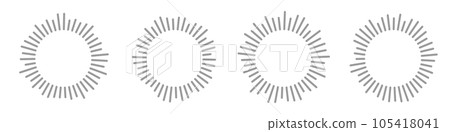 Sonic Circle Icons Collection. Graphic patterns music waves and radio sound lines. Visuals in a round, spiral form. Flat vector illustrations isolated on white background. Sonic Circle Icons Collection. Graphic patterns music waves and radio sound lines. Visuals in a round, spiral form. Flat vector illustrations isolated on white background. 105418041