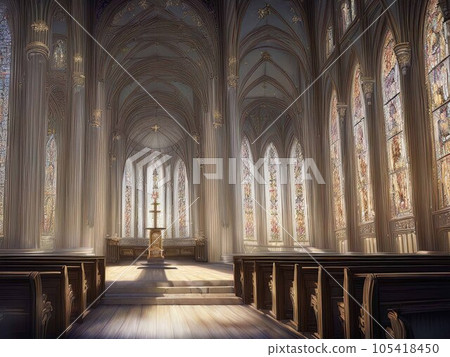 Majestic royal palace hall or luxurious holy church interior. Majestic royal palace hall or luxurious holy church interior. 105418450