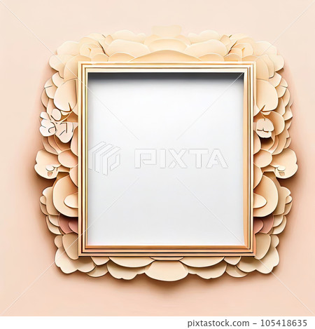 Abstract design of blank luxury frame with floral papper cut around it. 105418635