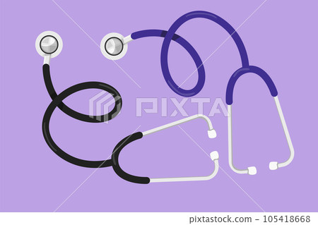 Cartoon flat style drawing of stylized stethoscope icon. Equipment for doctor examining patient heart beat condition. Medical health care service excellence concept. Graphic design vector illustration Cartoon flat style drawing of stylized stethoscope icon. Equipment for doctor examining patient heart beat condition. Medical health care service excellence concept. Graphic design vector illustration 105418668