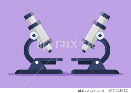 Cartoon flat style drawing microscope on school library to learn chemistry study. Back to school and education concept. Laboratory microscope to help doctor working. Graphic design vector illustration 105418682