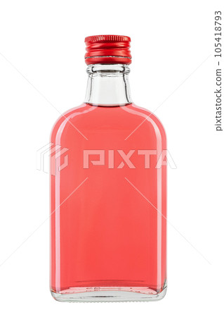 Glass bottle with red tincture isolated on white background. File contains clipping path. Glass bottle with red tincture isolated on white background. File contains clipping path. 105418793