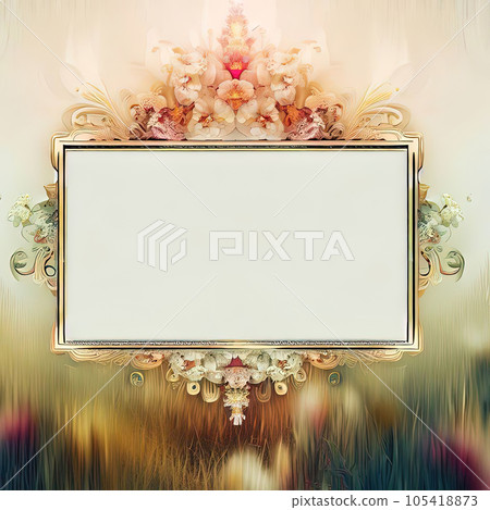 Abstract design of blank luxury frame with floral papper cut around it 105418873
