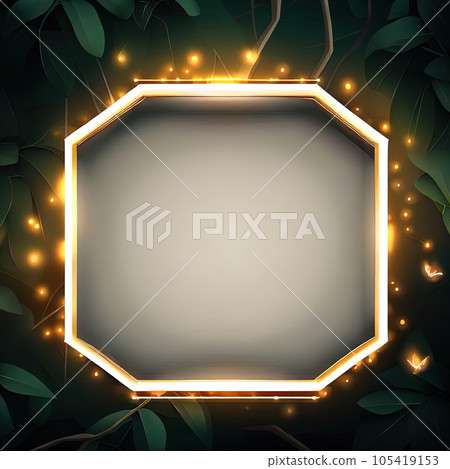 Abstract design of frame with firefly in forest around it. Abstract design of frame with firefly in forest around it. 105419153