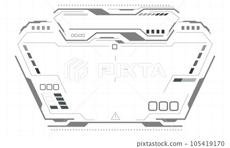 HUD sci-fi interface screen monochrome view design virtual reality futuristic technology display vector 105419170