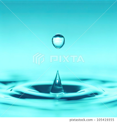 drop of water isolated in a cyan background . drop of water isolated in a cyan background . 105419355