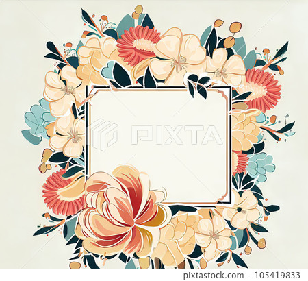 Illustration of flower composition frame pattern bouquet Illustration of flower composition frame pattern bouquet 105419833