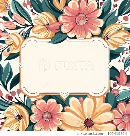Illustration of flower composition frame pattern bouquet Illustration of flower composition frame pattern bouquet 105419834