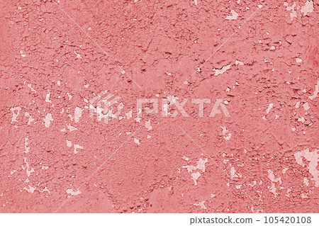 Concrete wall with old cracked, peeling flaking red paint texture background Concrete wall with old cracked, peeling flaking red paint texture background 105420108
