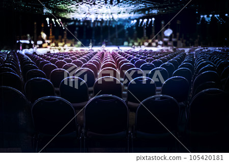 chairs in the roll of concert stage to projection present event at aditorium for audience chairs in the roll of concert stage to projection present event at aditorium for audience 105420181