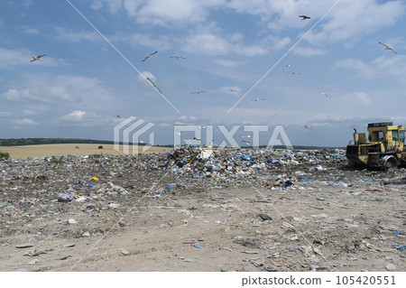 Pollution concept. Garbage pile in trash dump or landfill Pollution concept. Garbage pile in trash dump or landfill 105420551