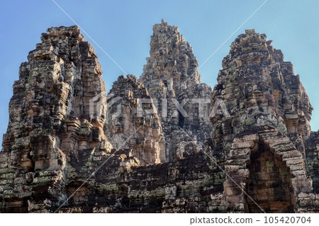 Image of Bayon, a famous Khmer temple built in the 12th or 13th century as King Jayavarman VII's official state temple. 105420704