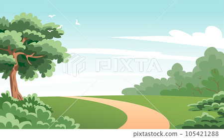 Summer nature landscape with green trees and forest Summer nature landscape with green trees and forest 105421288
