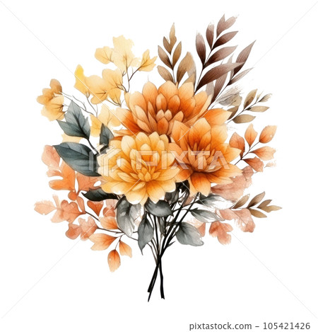 Watercolor colorful autumn bouquet isolated Watercolor colorful autumn bouquet isolated 105421426