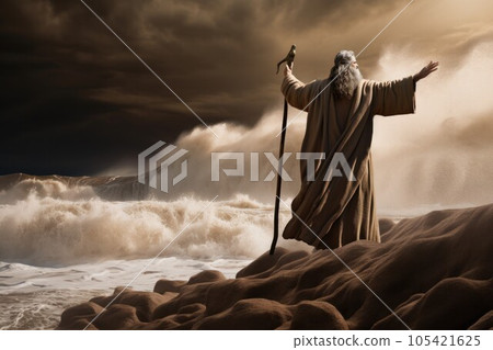 Moses arms up. Spiritual ancient biblical. Generate Ai Moses arms up. Spiritual ancient biblical. Generate Ai 105421625