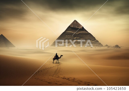 Mirage landscape desert. Sand sahara. Generate AI Mirage landscape desert. Sand sahara. Generate AI 105421650