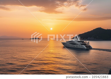 Yacht sea sunset. Sea trip life. Generate Ai Yacht sea sunset. Sea trip life. Generate Ai 105421663