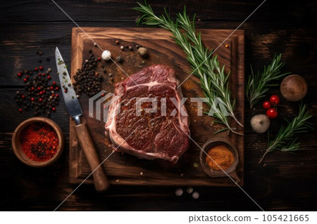 Steak meat with spices. Fresh food. Generate Ai 105421665