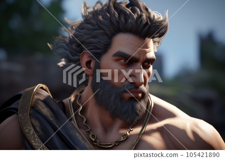 God zeus character muscle. Greek man. Fictional person. Generate Ai 105421890