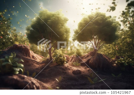 Fabulous tree nature. Green plant landscape. Generate AI 105421967