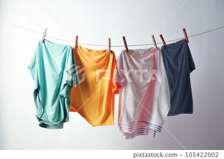 Clothes drying line. Clean rope string. Generate Ai 105422002