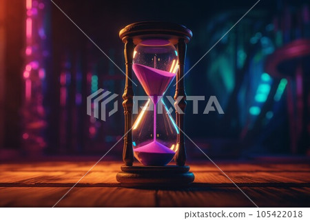 Cyberpunk hourglass. Future science border. Generate AI 105422018
