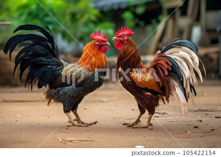 Street outdoor cockfight. Sport game. Generate Ai 105422154