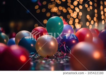Celebration colorful balloons. Free party holiday. Generate Ai 105422180