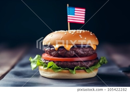 American burger food. Food beef. Generate Ai American burger food. Food beef. Generate Ai 105422282