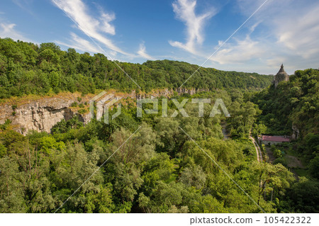 Smotrych river canyon in Kamianets-Podilskyi, Ukraine. Smotrych river canyon in Kamianets-Podilskyi, Ukraine. 105422322