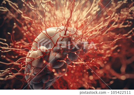 Blood vessels human brain vein system. Flow health. Generate Ai 105422511