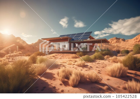 Solar panel new house. Home modern. Generate Ai 105422528