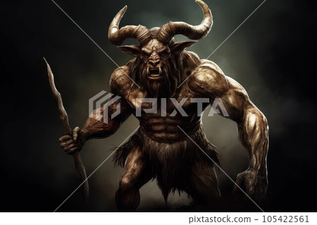 Minotaur monster demon. Animal bull model. Generate Ai 105422561