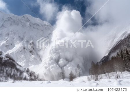 Massive avalanche mountains scenery. Glacier motion. Generate Ai Massive avalanche mountains scenery. Glacier motion. Generate Ai 105422573