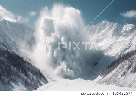 Massive avalanche mountains snow. Nature motion. Generate Ai Massive avalanche mountains snow. Nature motion. Generate Ai 105422574