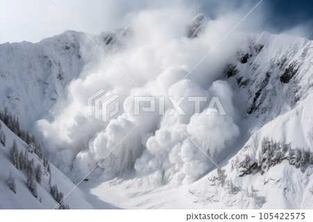 Massive avalanche mountains. Nature ice hiking. Generate Ai Massive avalanche mountains. Nature ice hiking. Generate Ai 105422575