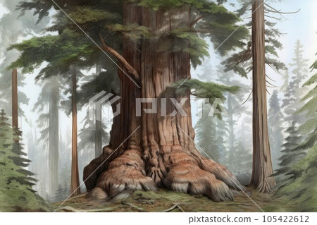 Giant sequoia tree forest. Leaf art tall. Generate Ai Giant sequoia tree forest. Leaf art tall. Generate Ai 105422612