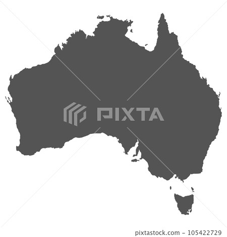 Map of Australian, sign silhouette. World Map Globe. Vector Illustration isolated on white background. African continent Map of Australian, sign silhouette. World Map Globe. Vector Illustration isolated on white background. African continent 105422729