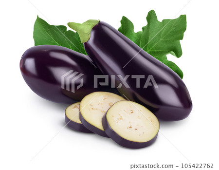 Eggplant or aubergine isolated on white background with full depth of field 105422762