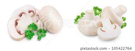 Fresh mushrooms and slices isolated on white background 105422764