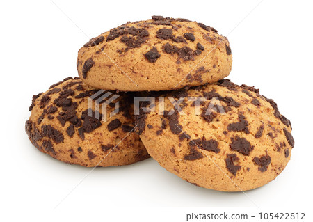 oatmeal chocolate chip cookie isolated on white background oatmeal chocolate chip cookie isolated on white background 105422812