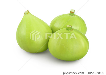 Ripe green fig fruit isolated on white background with full depth of field 105422848