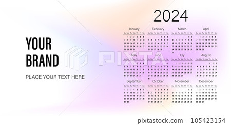 Horizontal calendar 2024 template design on light Horizontal calendar 2024 template design on light 105423154