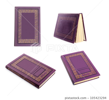 Set of hardcover books on white background 105423294