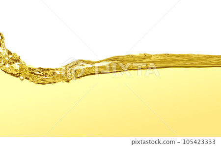 Flow of natural cooking oil on white background 105423333