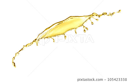 Splash of natural cooking oil on white background 105423338