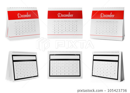 Set of different paper calendars on white background Set of different paper calendars on white background 105423736